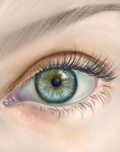 digital painting of a close up of a blue-green eye